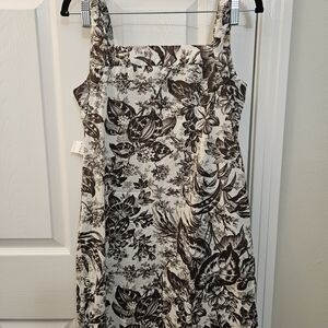 Tommy Hilfiger Brown and Cream Floral Midi Dress